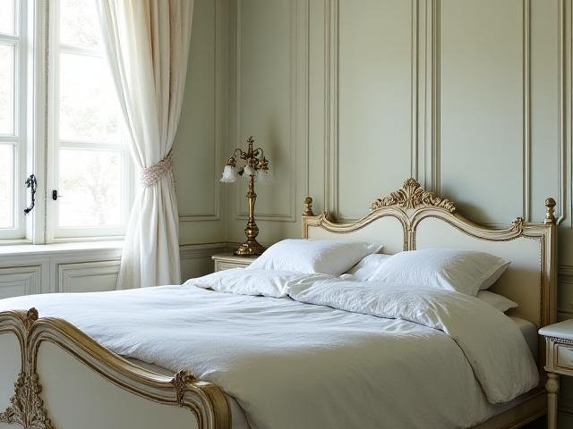 Elegant bedroom with painted furniture